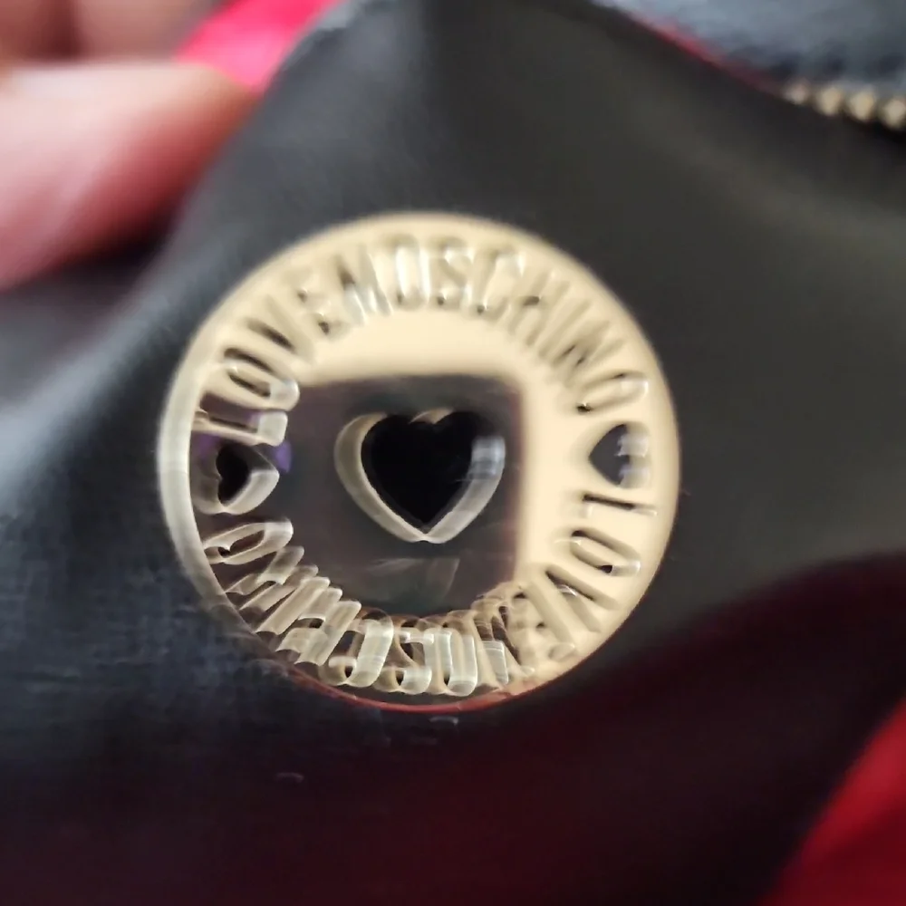 Love Moschino Black Studded Heart Backpack Gold Hardware Mini Bag OS